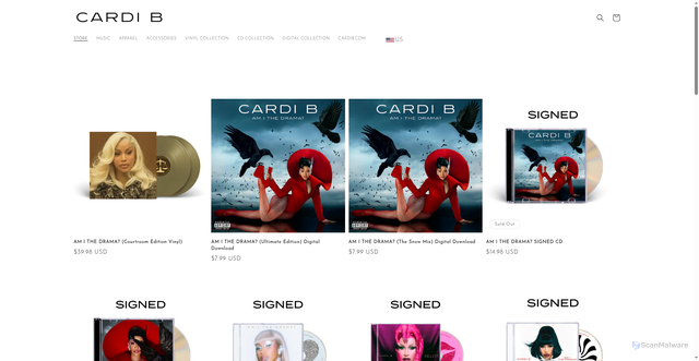 Security scan screenshot of https://store.cardib.com/