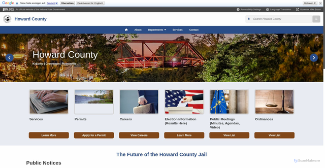 Security scan screenshot of https://www.in.gov/counties/howard/