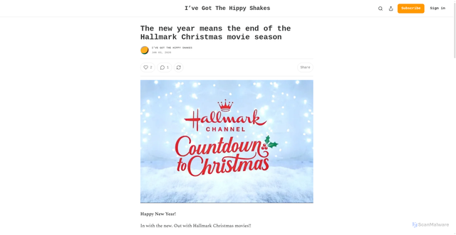 Security scan screenshot of https://ivegotthehippyshakes.substack.com/p/the-new-year-means-the-end-of-the