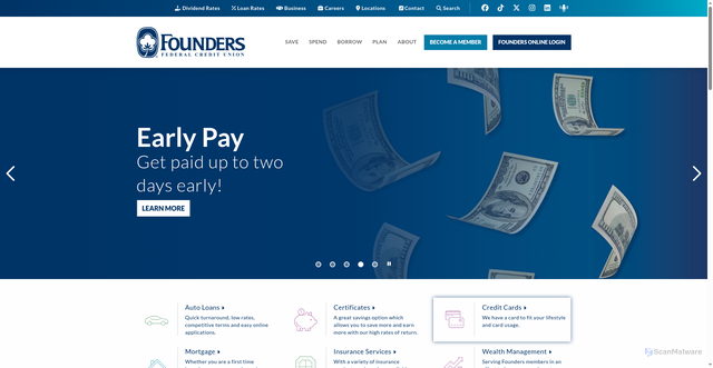 Security scan screenshot of https://foundersfcu.com