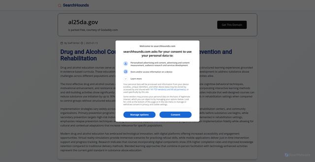 Security scan screenshot of https://al25da.gov/