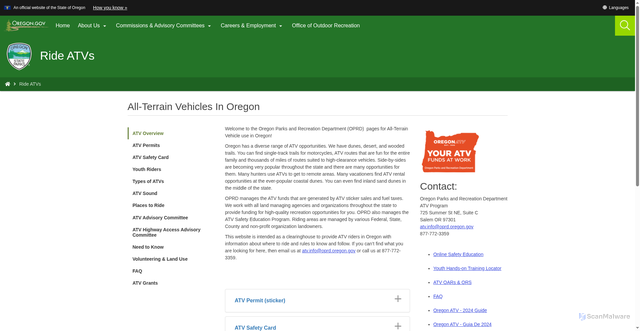 Security scan screenshot of https://www.oregon.gov/oprd/ATV/pages/ATV-overview.aspx