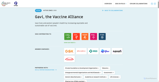 Security scan screenshot of https://globalhealthprogress.org/collaboration/gavi-the-vaccine-alliance/