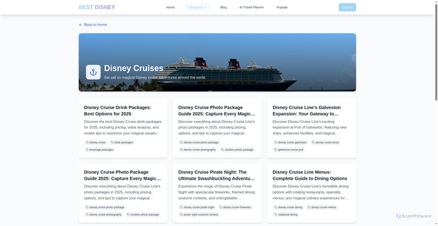 Security scan screenshot of https://www.bestdisney.com/cruises