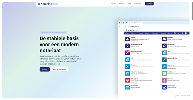 Security scan screenshot of https://notarisdossier.nl