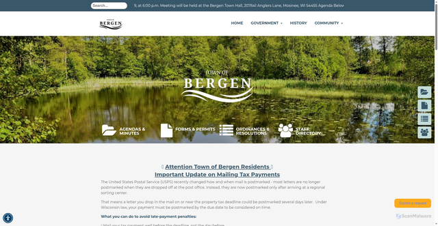 Security scan screenshot of https://townofbergenwi.gov/