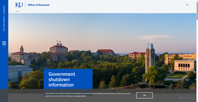 Security scan screenshot of https://research.ku.edu/government-shutdown-information