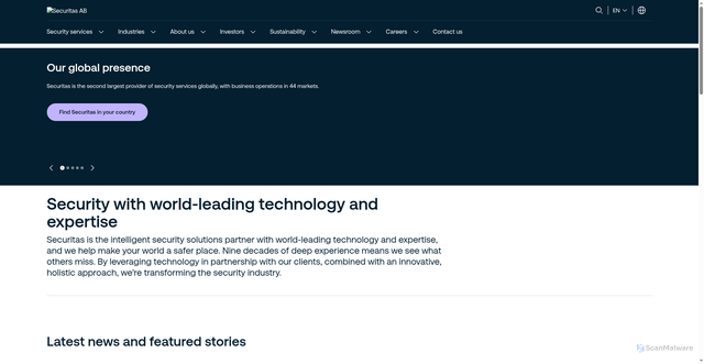 Security scan screenshot of https://securitas.com