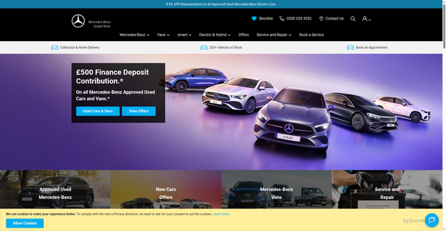 Security scan screenshot of https://mercedes-benzsouthwest.co.uk