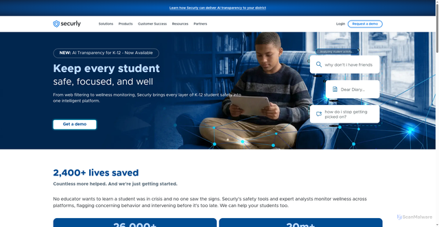 Security scan screenshot of https://www.securly.com