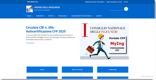 Security scan screenshot of https://macerata.ordingegneri.it/
