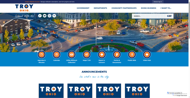 Security scan screenshot of https://troyohio.gov/