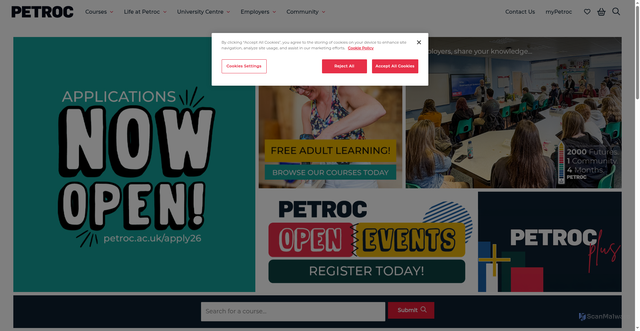Security scan screenshot of https://www.petroc.ac.uk/
