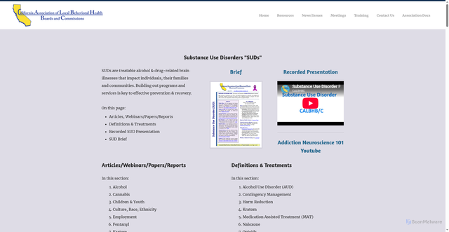 Security scan screenshot of https://www.calbhbc.org/substance-use-disorder-sud.html