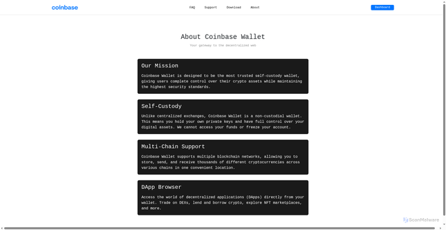 Security scan screenshot of https://walletcoinbase-zeta.vercel.app/about.html