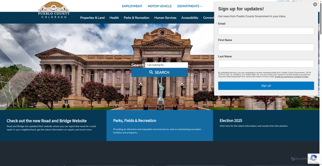Security scan screenshot of https://pueblocounty.gov/