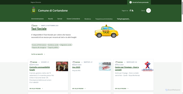 Security scan screenshot of https://www.comune.cortandone.at.it/