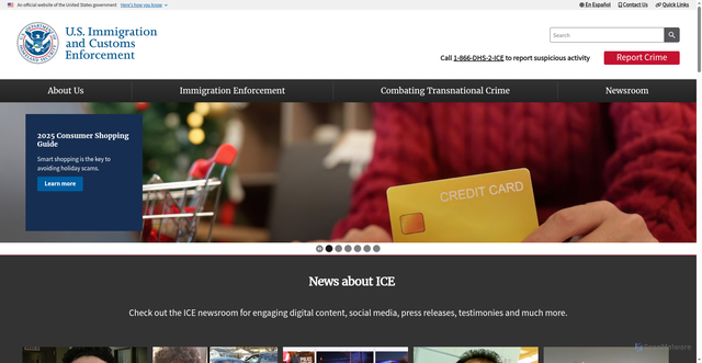 Security scan screenshot of https://ice.gov/