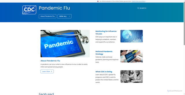 Security scan screenshot of https://www.pandemicflu.gov/
