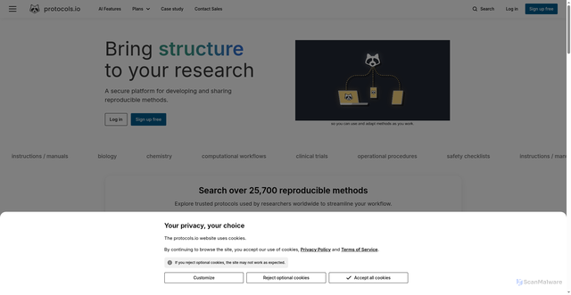 Security scan screenshot of https://protocols.io