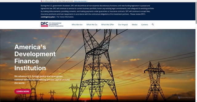 Security scan screenshot of https://www.dfc.gov/