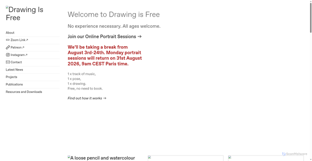 Security scan screenshot of https://drawingisfree.org/