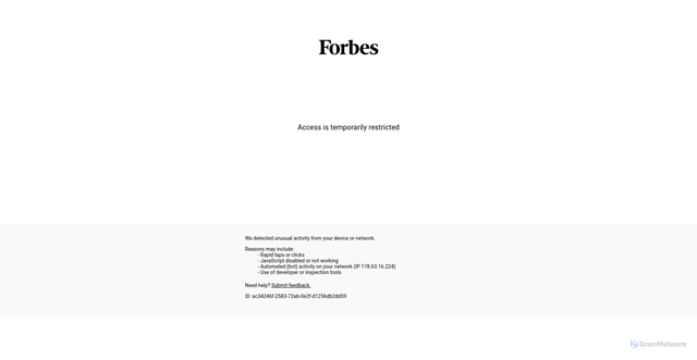 Security scan screenshot of https://recommendation.forbes.com