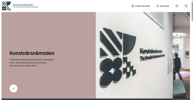 Security scan screenshot of https://www.konstnarsnamnden.se/