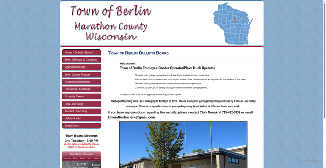 Security scan screenshot of https://townberlinmcwi.gov/