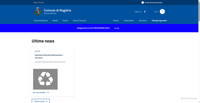 Security scan screenshot of https://www.comune.ragalna.ct.it/