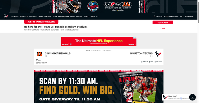 Security scan screenshot of https://houstontexans.com