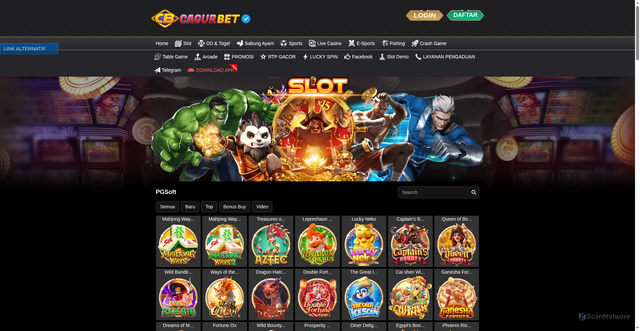 Security scan screenshot of https://cagurbetlion.click/desktop/game/slot/pgsoft