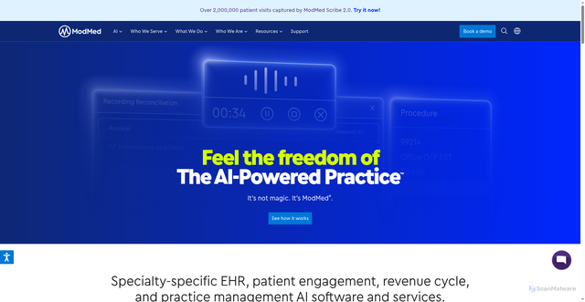 Security scan screenshot of https://modernizingmedicine.com