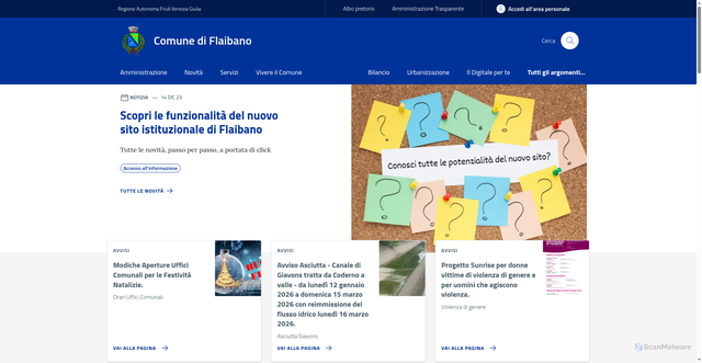 Security scan screenshot of https://www.comune.flaibano.ud.it/
