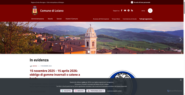 Security scan screenshot of https://www.comune.loiano.bologna.it/it-it/home