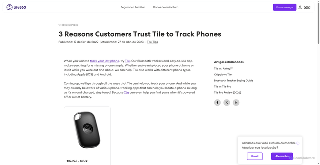 Security scan screenshot of https://www.life360.com/pt-br/blog/track-your-lost-phone-with-free-phone-tracker-and-app