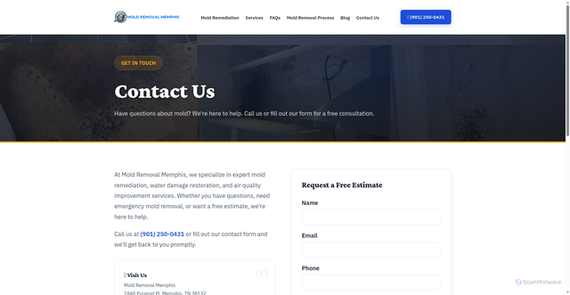 Security scan screenshot of https://moldremovalmemphis.pages.dev/contact-us/