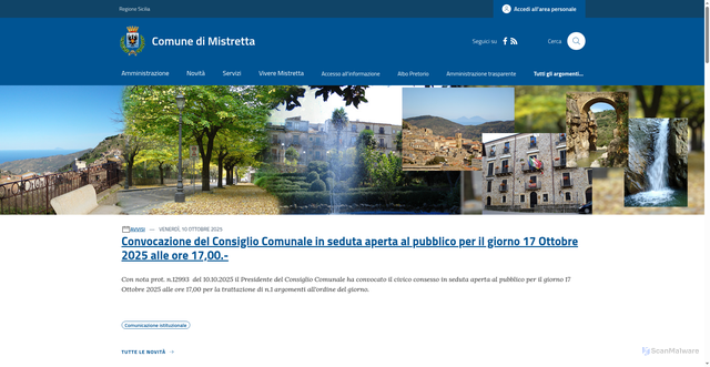 Security scan screenshot of https://www.comune.mistretta.me.it/
