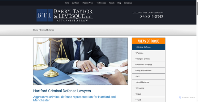 Security scan screenshot of https://www.bbsattorneys.com/criminal-defense/