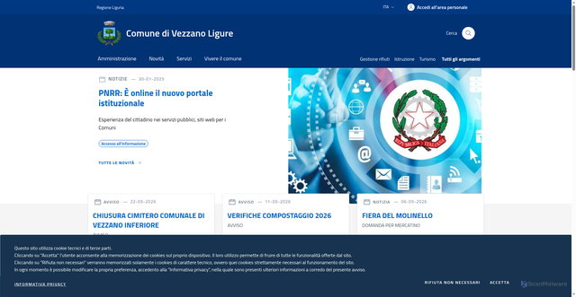 Security scan screenshot of https://www.comune.vezzanoligure.sp.it
