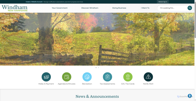 Security scan screenshot of https://windhamnh.gov/