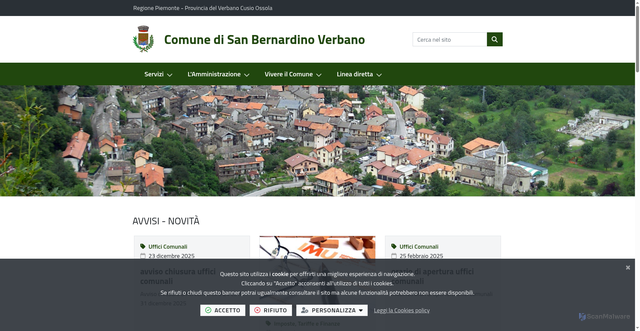 Security scan screenshot of https://www.comune.sanbernardinoverbano.vb.it/it-it/home