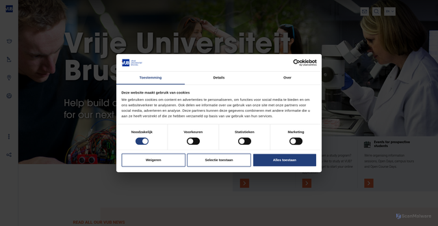 Security scan screenshot of https://vub.ac.be