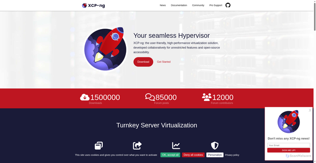 Security scan screenshot of https://xcp-ng.org