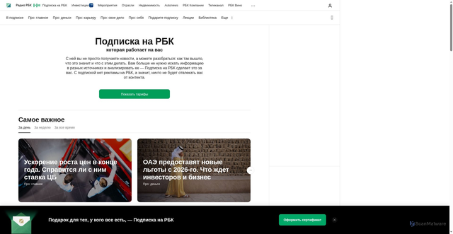 Security scan screenshot of https://pro.rbc.ru