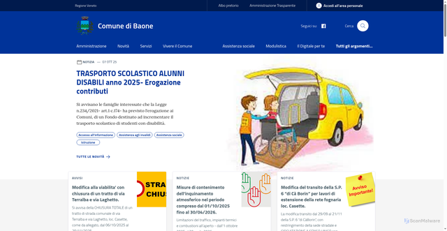Security scan screenshot of https://www.comune.baone.pd.it/