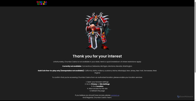 Security scan screenshot of https://www.chumbacasino.com