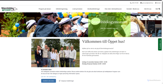 Security scan screenshot of https://stiernhooksgymnasiet.se