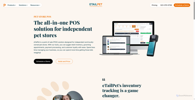 Security scan screenshot of https://etailpet.com