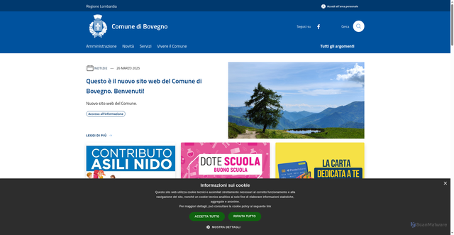 Security scan screenshot of https://www.comune.bovegno.bs.it/it